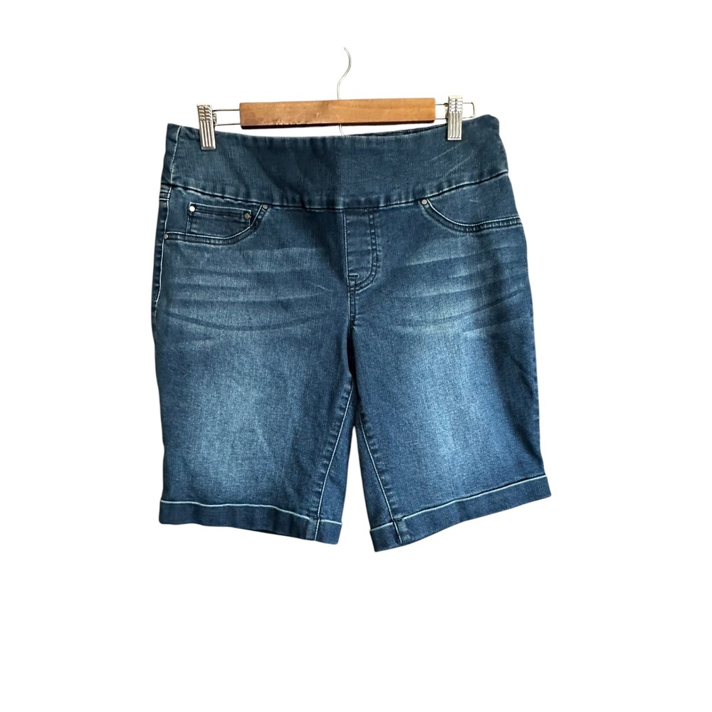 Natural Reflections Women Denim Shorts Comfort Stretch Elastic Waist Blue Size S